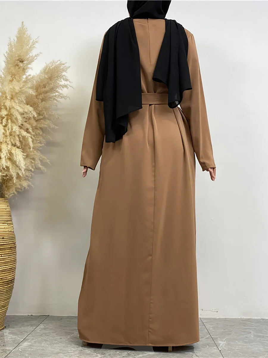 Modest Turkish Kaftan Abaya – Elegant Muslim Ramadan Maxi Dress
