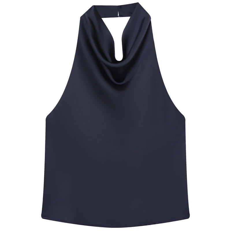 Halter Satin Backless Corset Top – Women’s Elegant Sexy Summer Tank