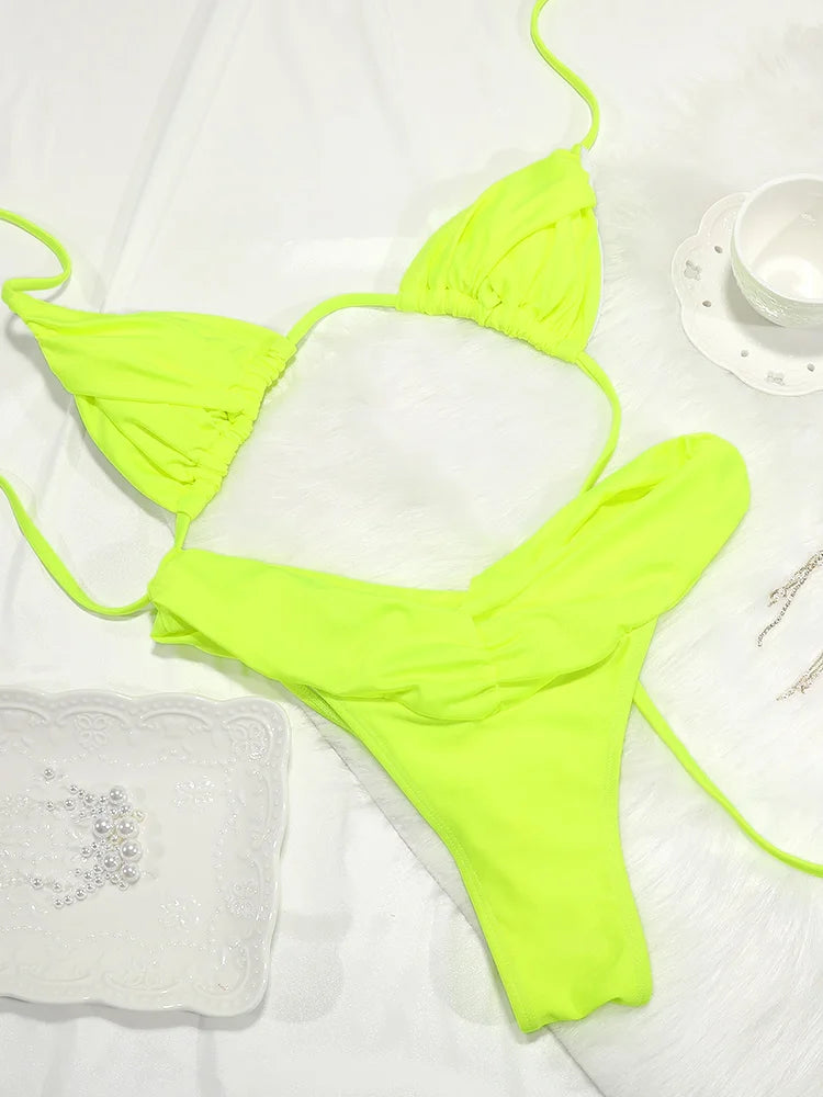 Elegant Solid Triangle Bikini Set – Sexy Beachwear