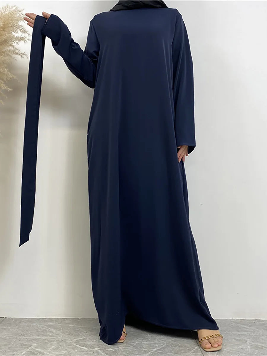 Modest Turkish Kaftan Abaya – Elegant Muslim Ramadan Maxi Dress