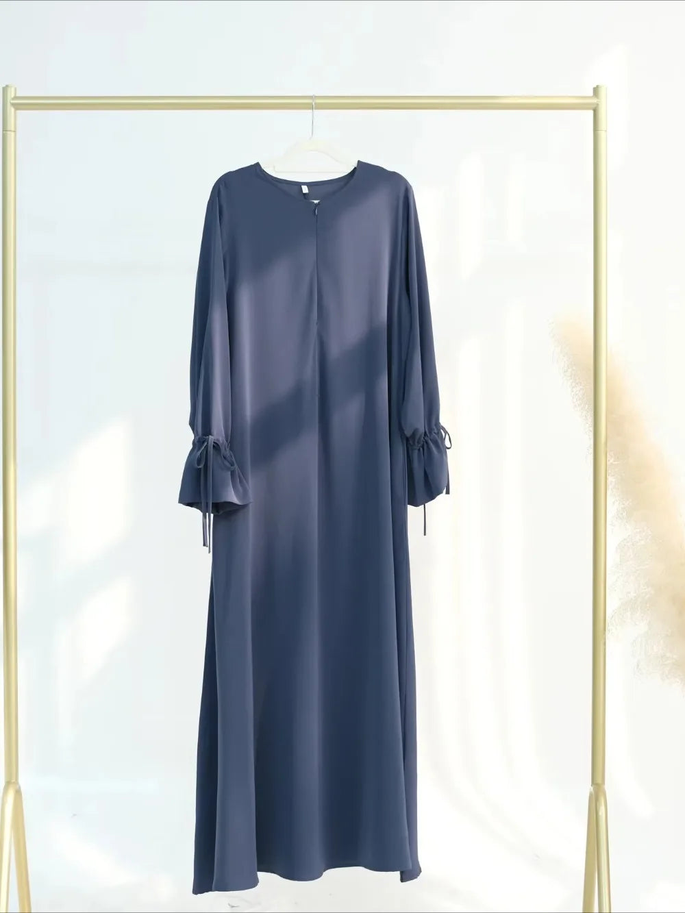 Bow Lace-Up Abaya Kaftan – Elegant Muslim Eid Maxi Dress 2026
