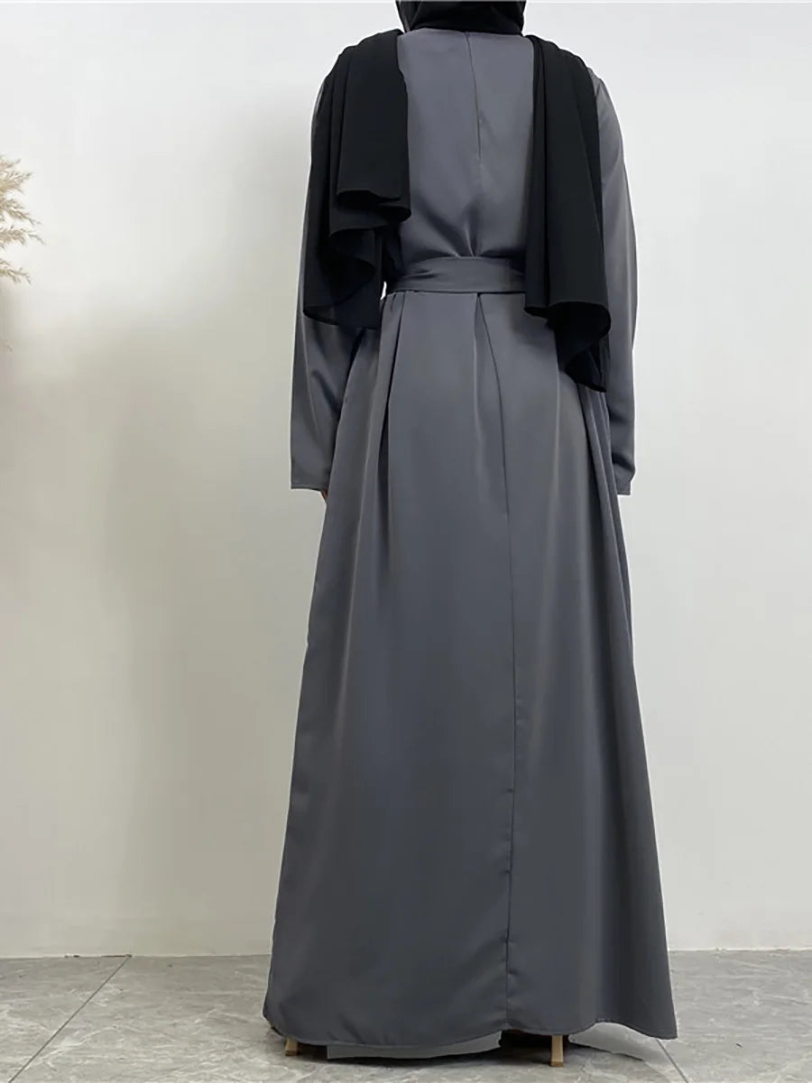 Modest Turkish Kaftan Abaya – Elegant Muslim Ramadan Maxi Dress