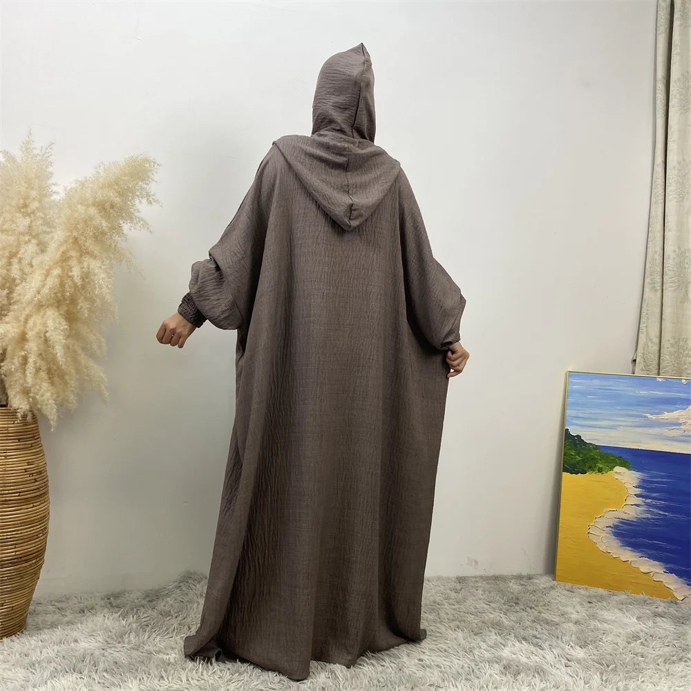 Hooded Batwing Abaya – Solid Color Ramadan Djellaba for Women