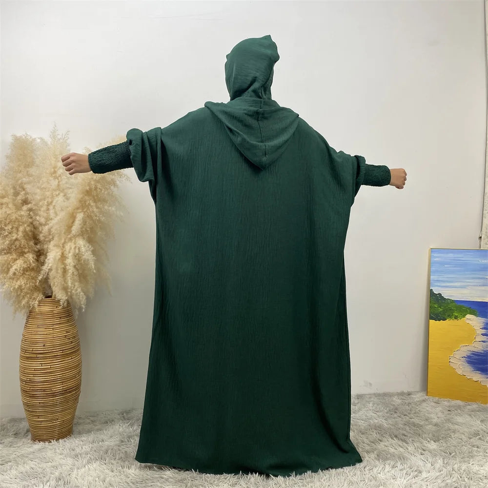 Hooded Batwing Abaya – Solid Color Ramadan Djellaba for Women