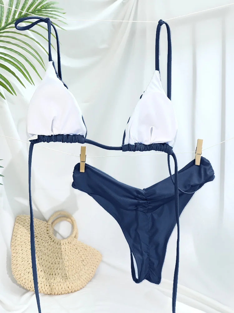 Elegant Solid Triangle Bikini Set – Sexy Beachwear