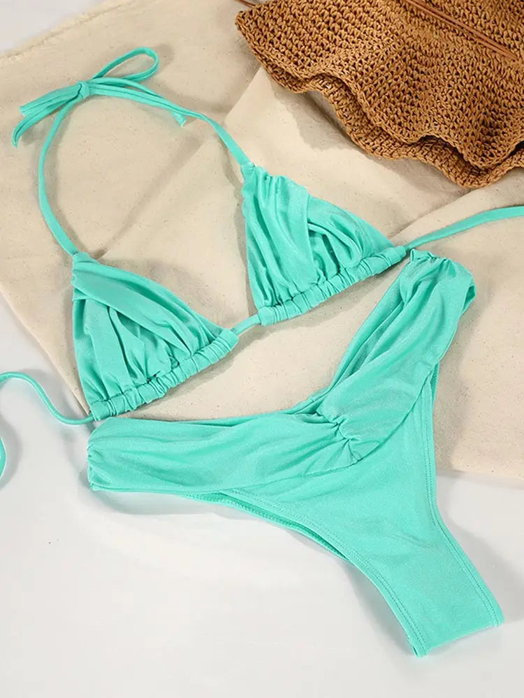 Elegant Solid Triangle Bikini Set – Sexy Beachwear