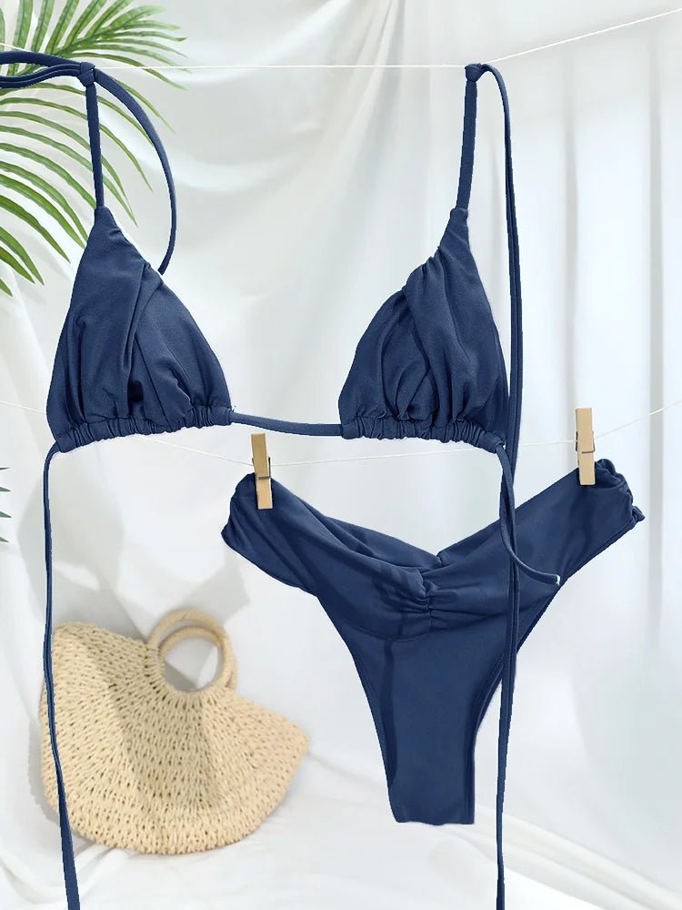 Elegant Solid Triangle Bikini Set – Sexy Beachwear