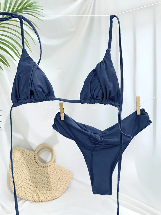 Elegant Solid Triangle Bikini Set – Sexy Beachwear