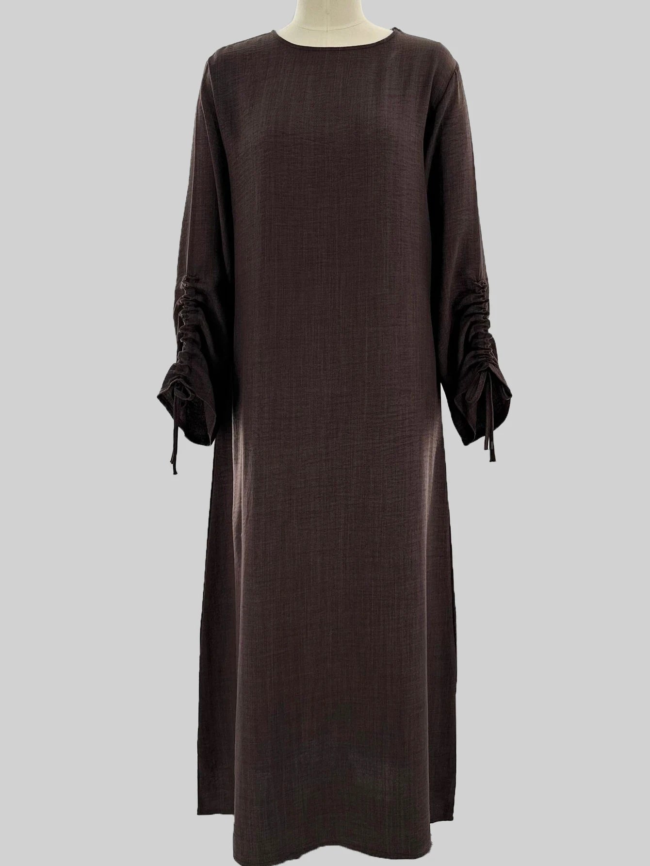Lace-Up Sleeve Abaya Kaftan – Modest Eid Maxi Dress