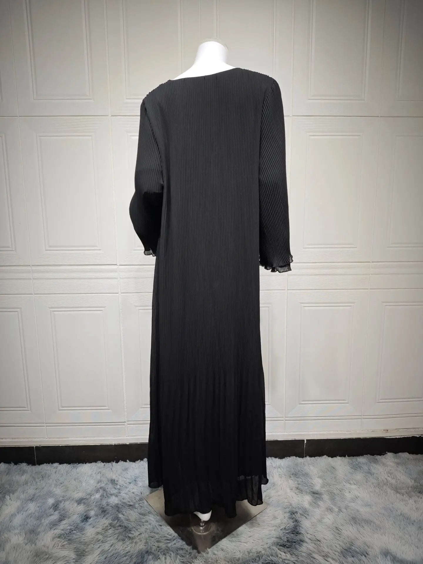 Elegant Pleated Flare Sleeve Kaftan – Muslim Eid Abaya Dress for Women