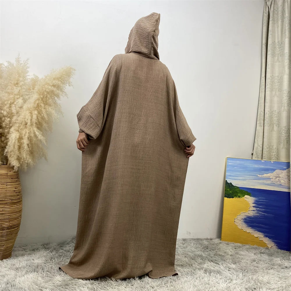 Hooded Batwing Abaya – Solid Color Ramadan Djellaba for Women
