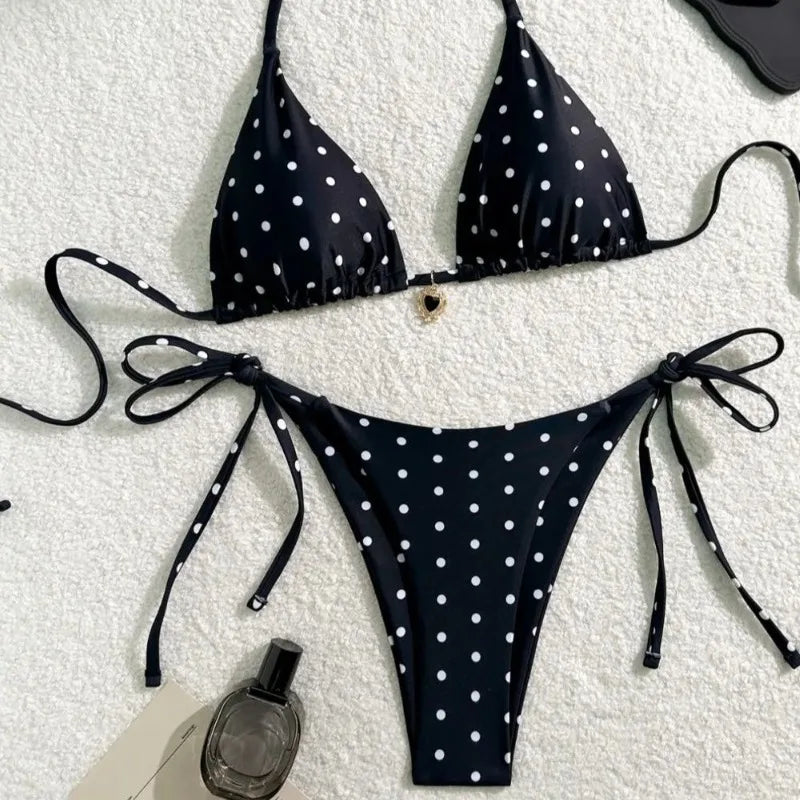 Black & White Polka Dot Bikini – Women Beach Set