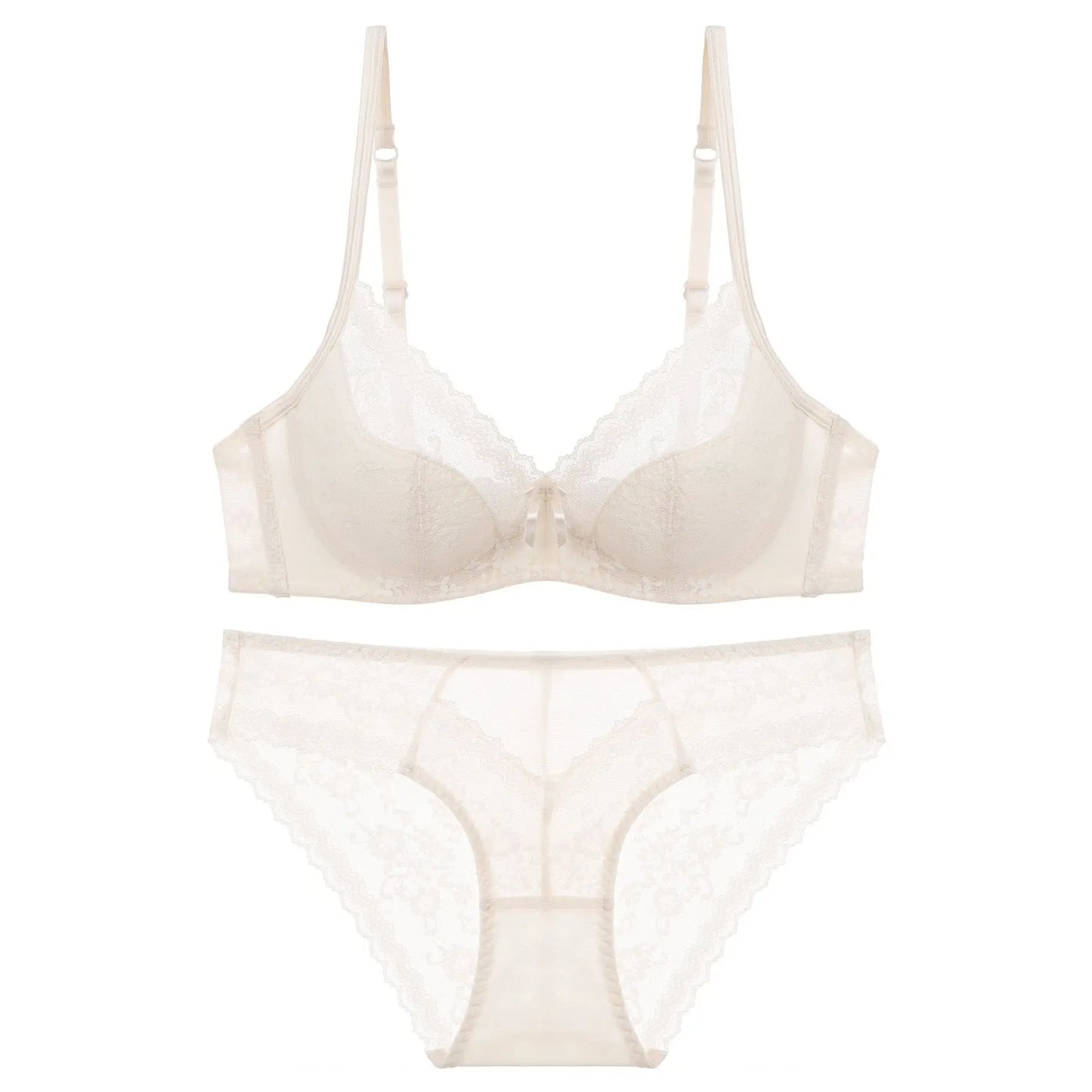 Summer sexy lace embroidered women’s lingerie set, French-style thin cup push-up bra, comfortable and breathable, with matching bra and briefs.