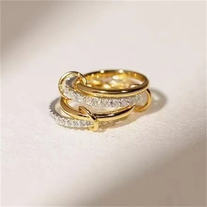 Two-Color Copper Four-Ring Stackable Ring – Hypoallergenic INS Style Jewelry