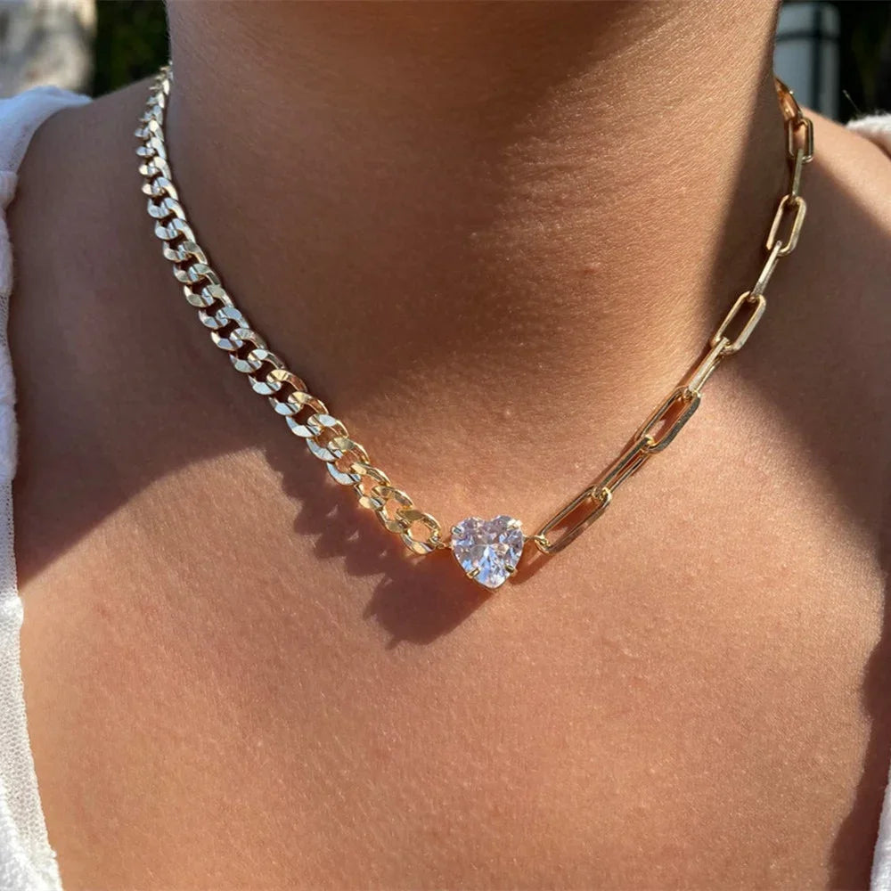 Vintage Punk Gold-Plated Coin Pendant Necklace – Thick Chain Hip Hop Jewelry