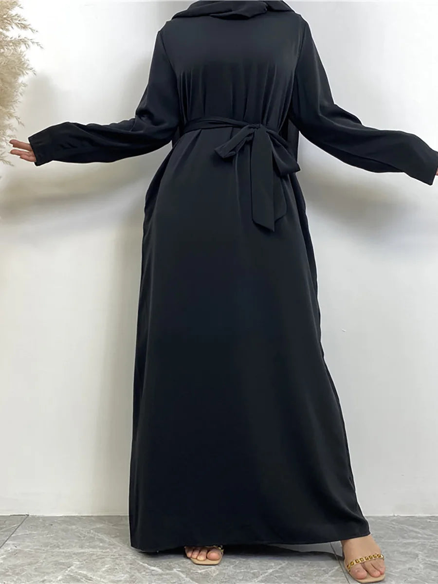 Modest Turkish Kaftan Abaya – Elegant Muslim Ramadan Maxi Dress