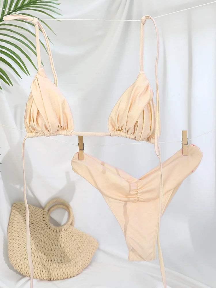 Elegant Solid Triangle Bikini Set – Sexy Beachwear