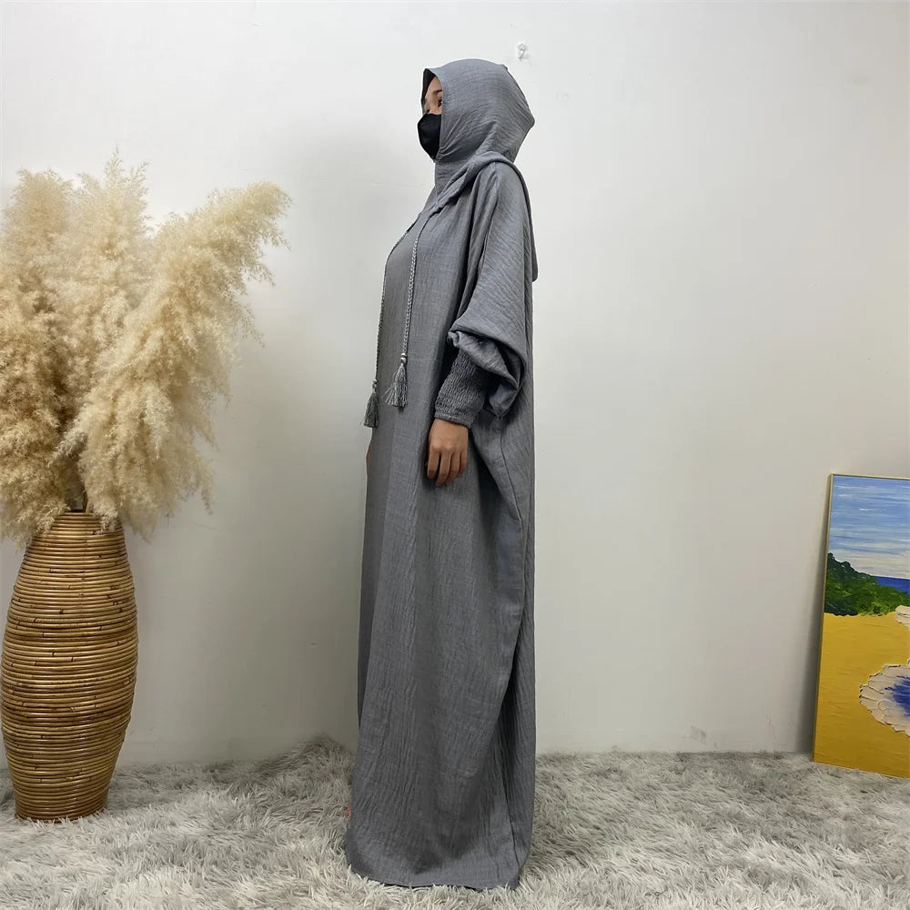 Hooded Batwing Abaya – Solid Color Ramadan Djellaba for Women