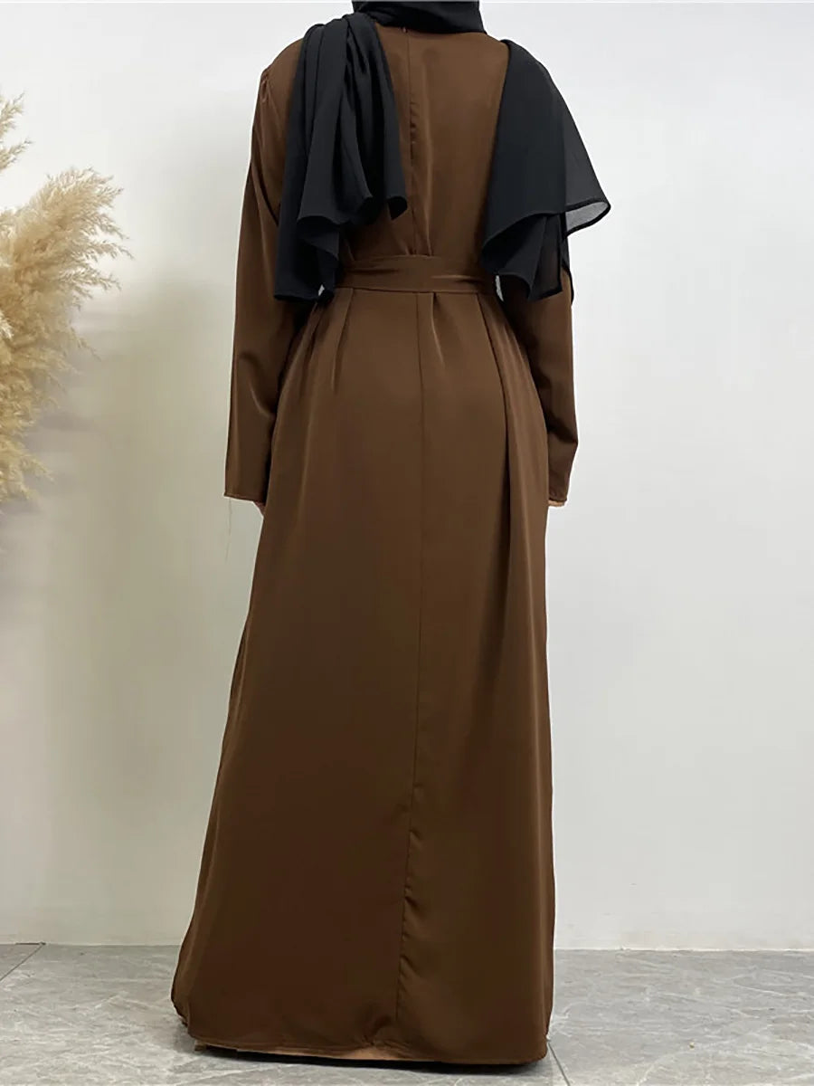 Modest Turkish Kaftan Abaya – Elegant Muslim Ramadan Maxi Dress