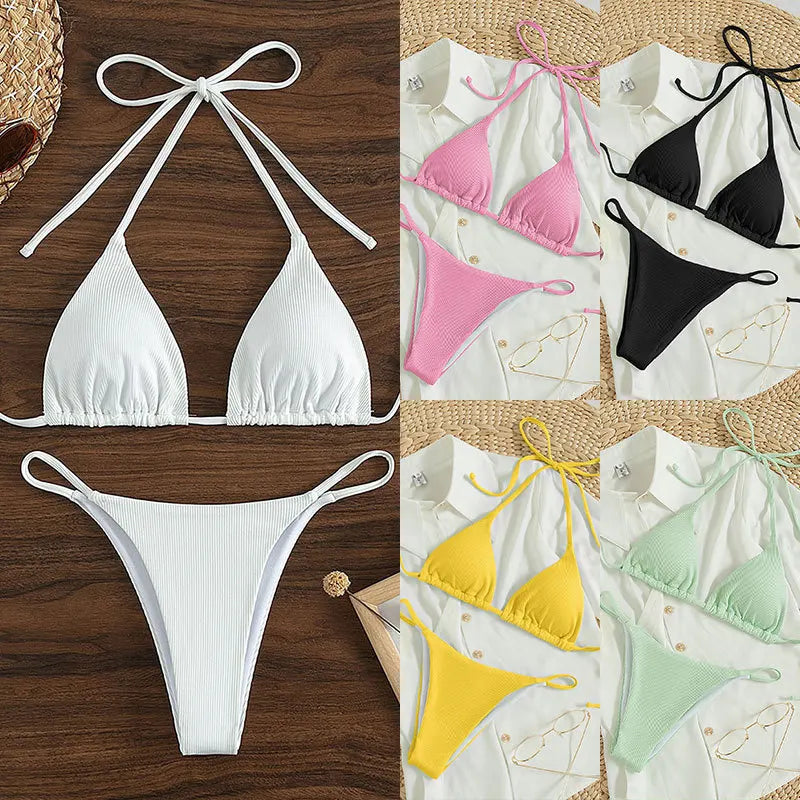 Push-Up Padded Bikini Set – Sexy Thong Two-Piece Women’s Swimwear