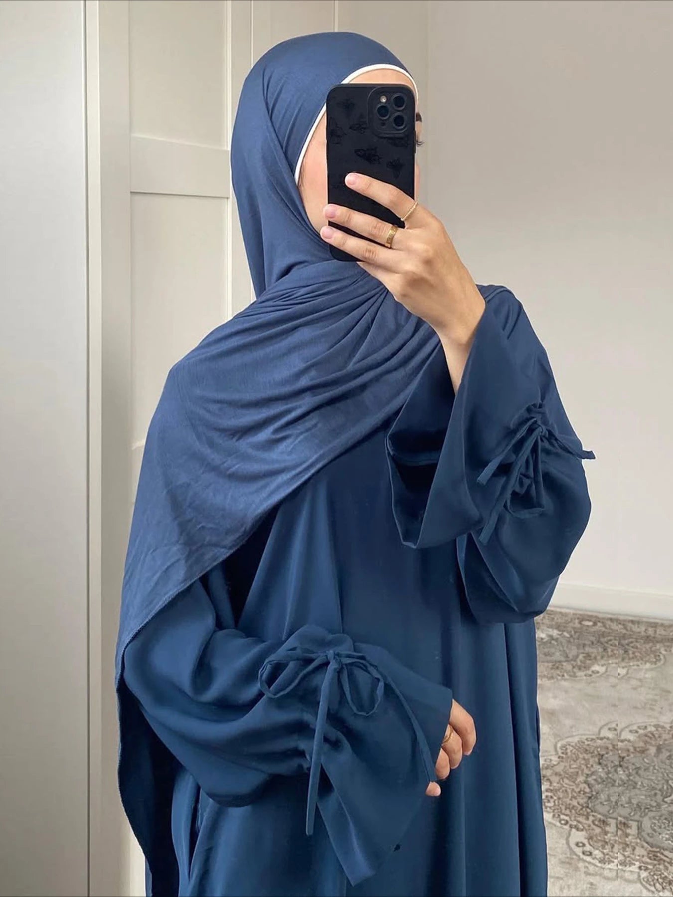 Bow Lace-Up Abaya Kaftan – Elegant Muslim Eid Maxi Dress 2026