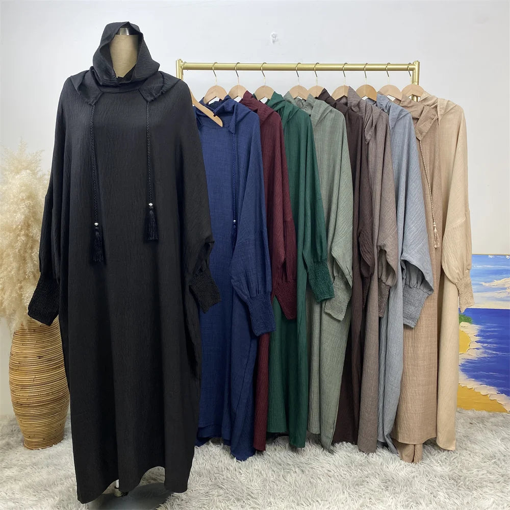 Hooded Batwing Abaya – Solid Color Ramadan Djellaba for Women