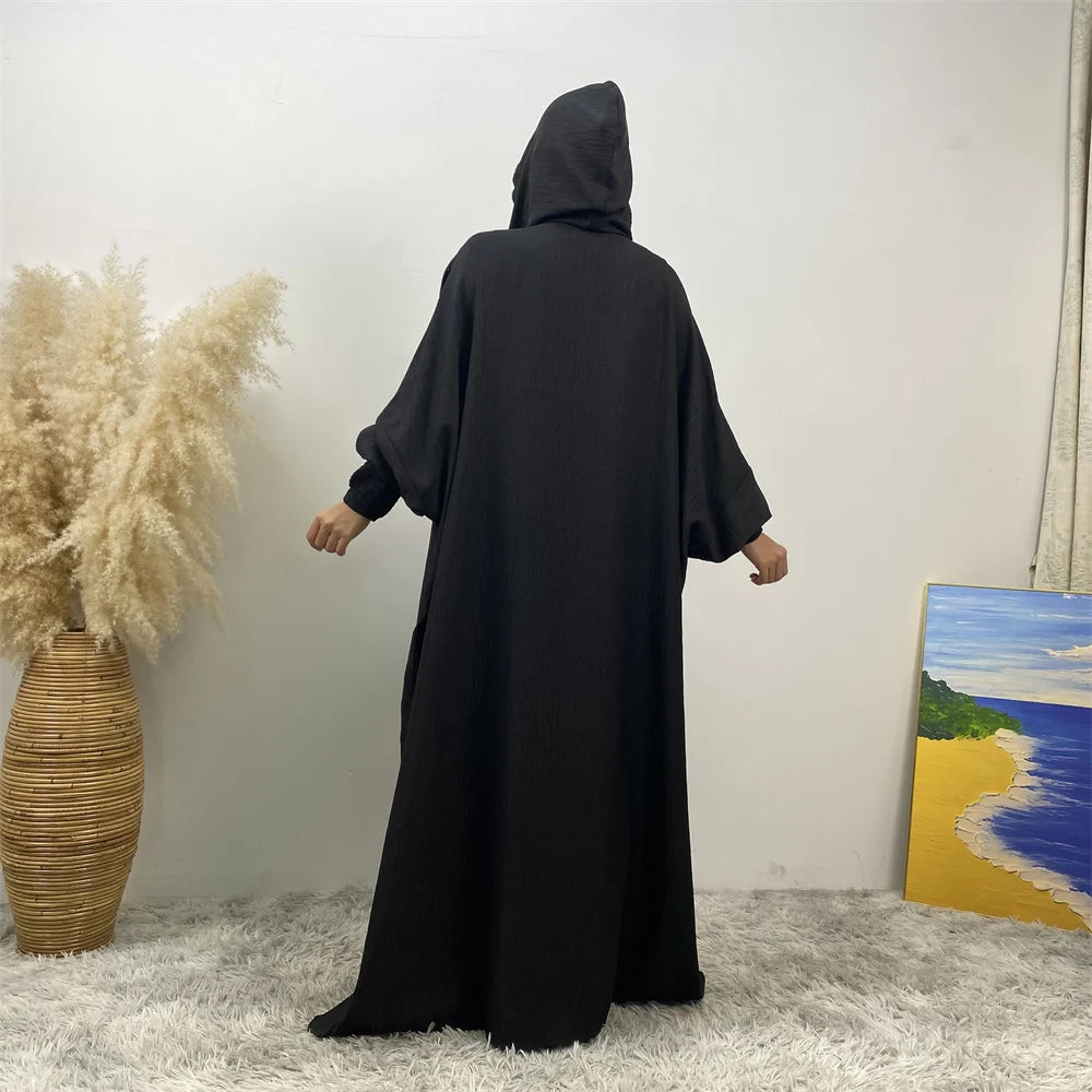 Hooded Batwing Abaya – Solid Color Ramadan Djellaba for Women