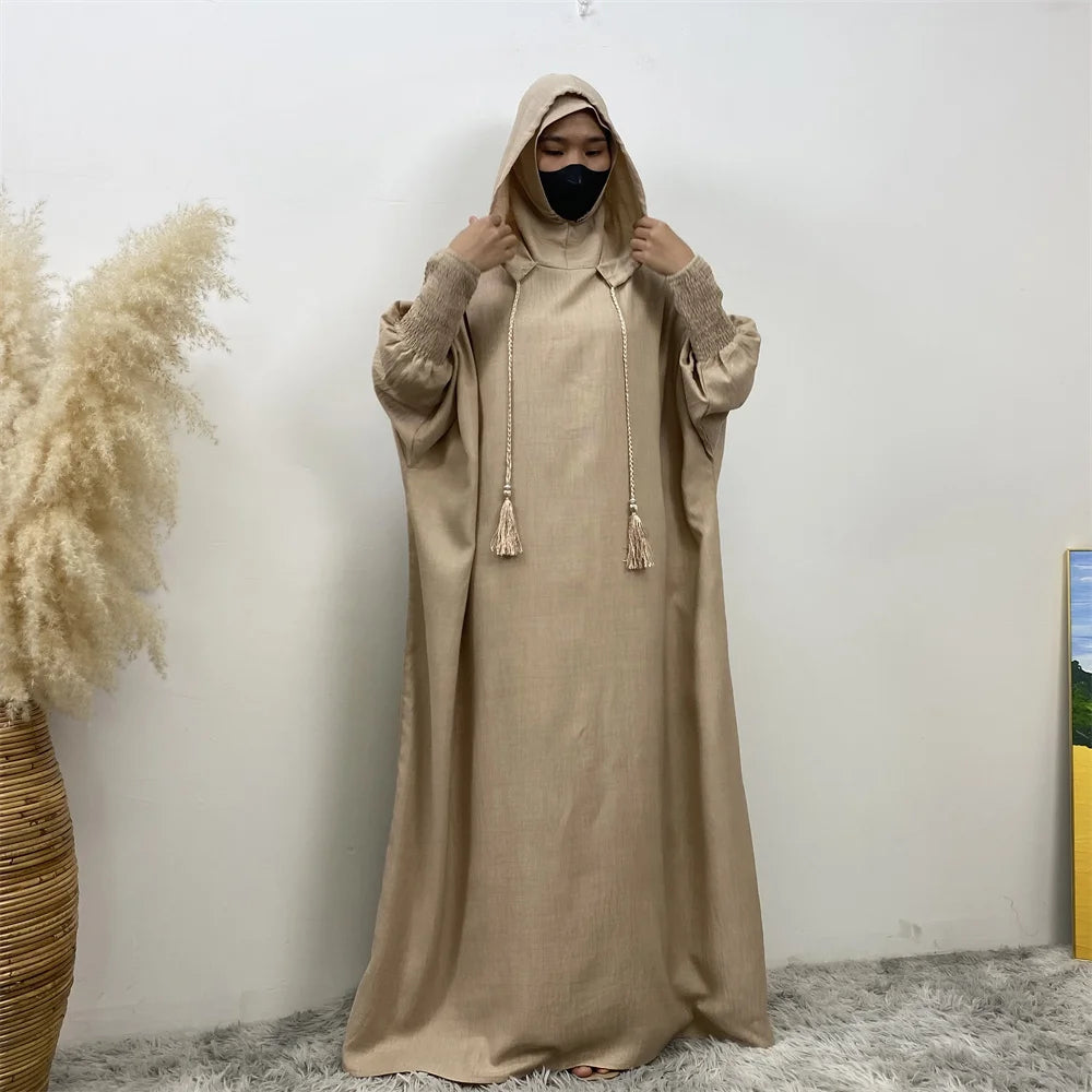 Hooded Batwing Abaya – Solid Color Ramadan Djellaba for Women