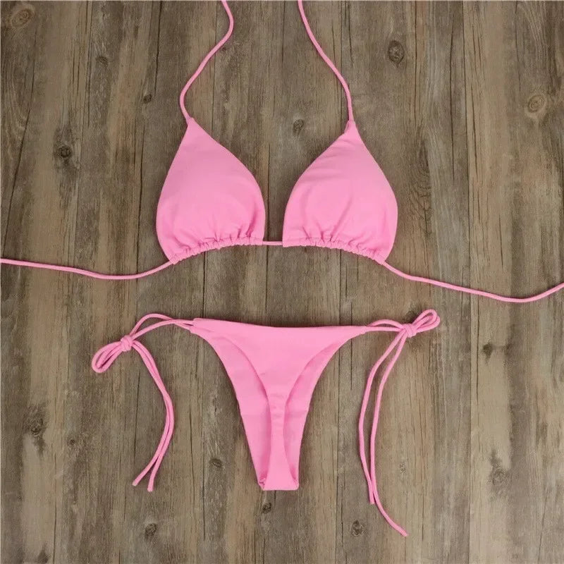 Push-Up Padded Bikini Set – Sexy Thong Two-Piece Women’s Swimwear