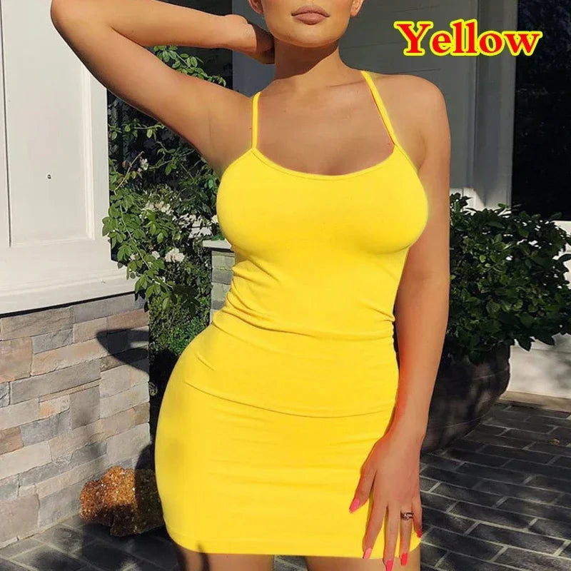 Summer Spaghetti Strap Mini Dress – Sexy Bodycon Club Wear