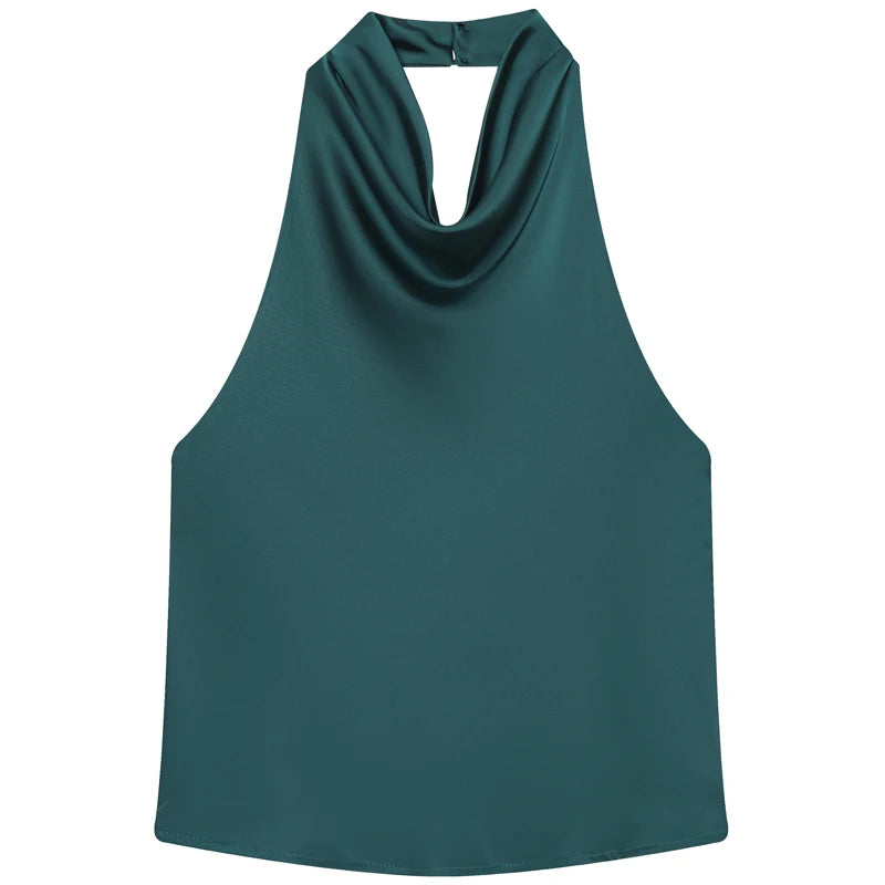 Halter Satin Backless Corset Top – Women’s Elegant Sexy Summer Tank