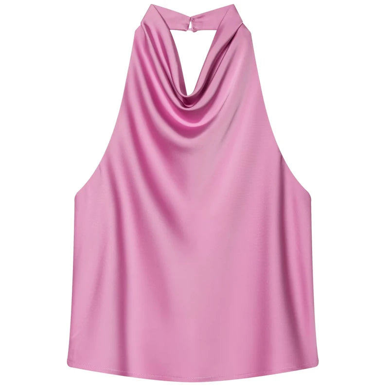 Halter Satin Backless Corset Top – Women’s Elegant Sexy Summer Tank