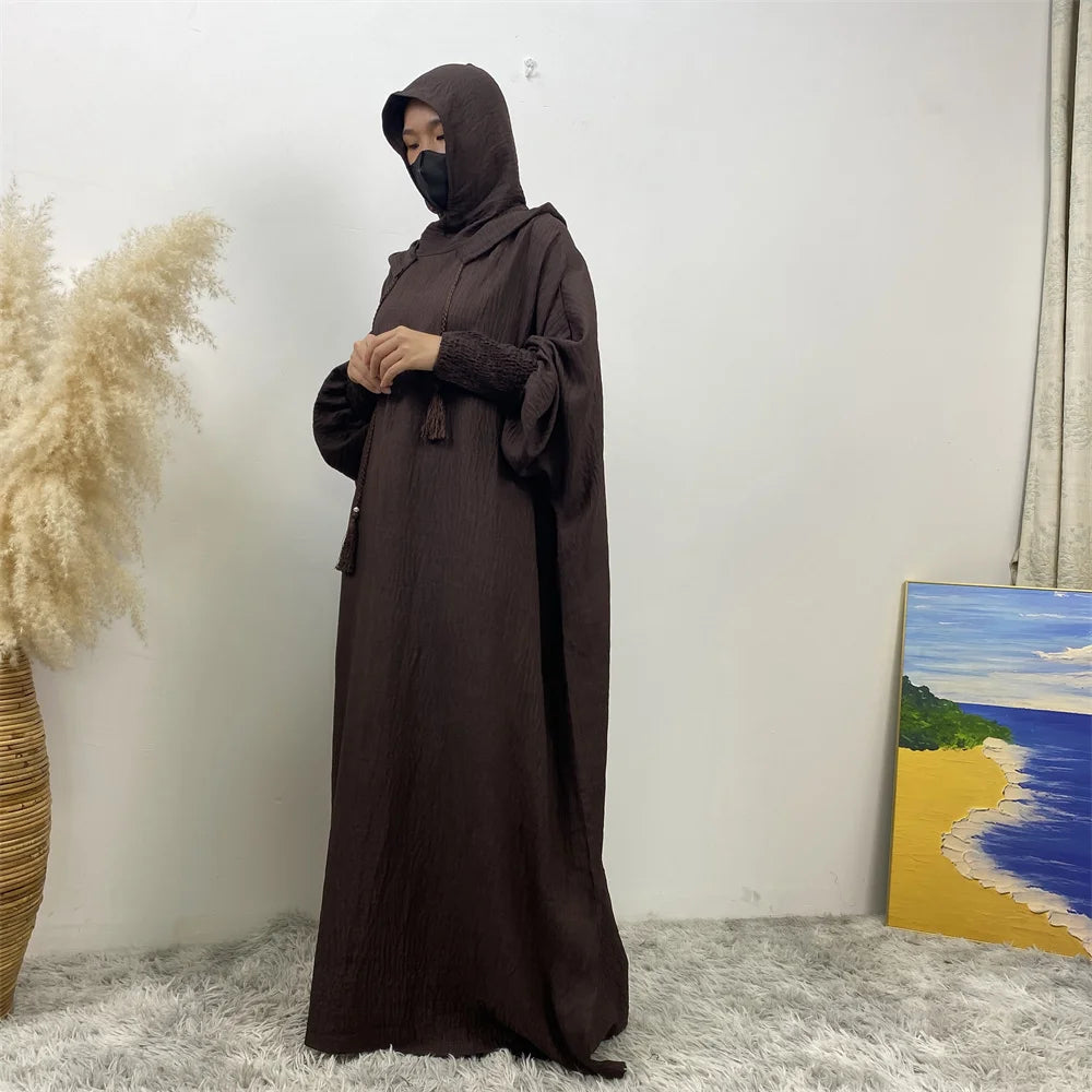 Hooded Batwing Abaya – Solid Color Ramadan Djellaba for Women
