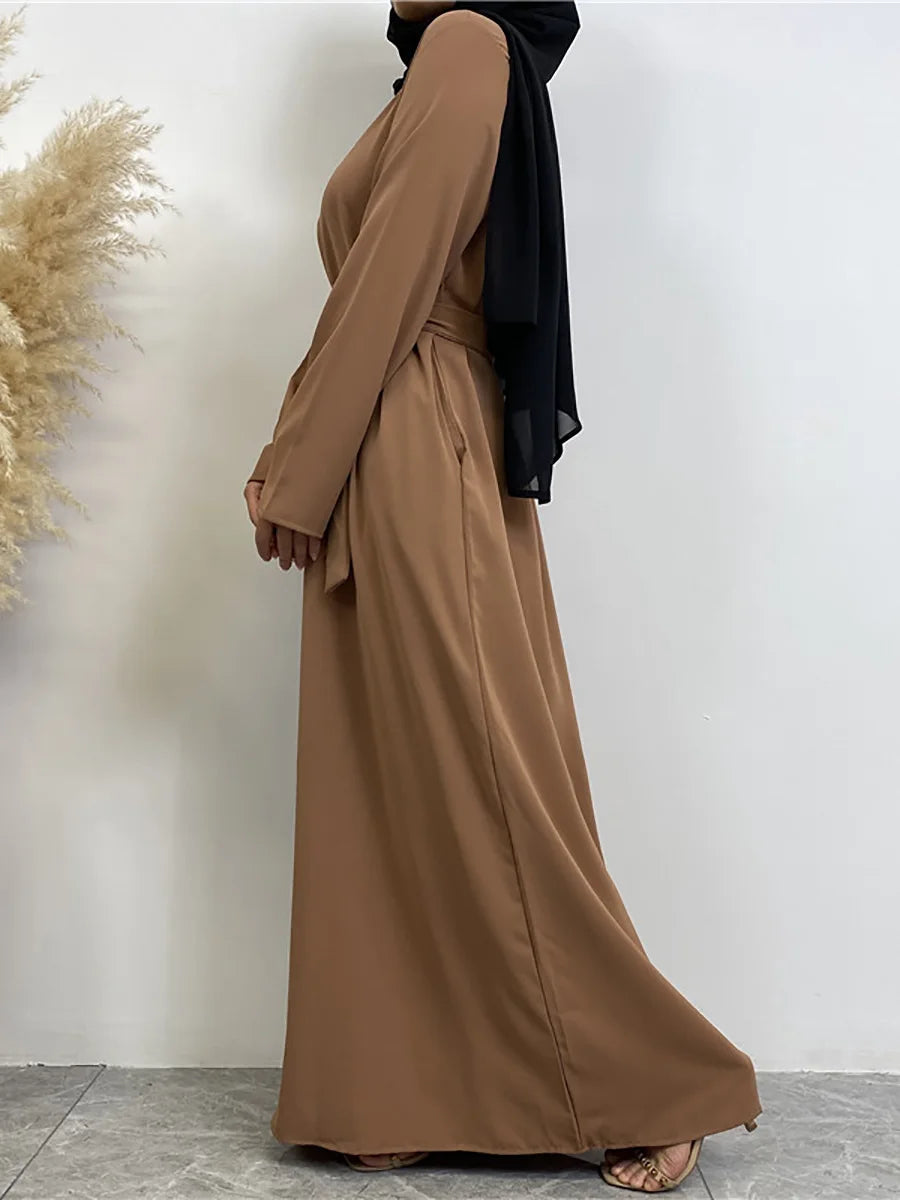 Modest Turkish Kaftan Abaya – Elegant Muslim Ramadan Maxi Dress