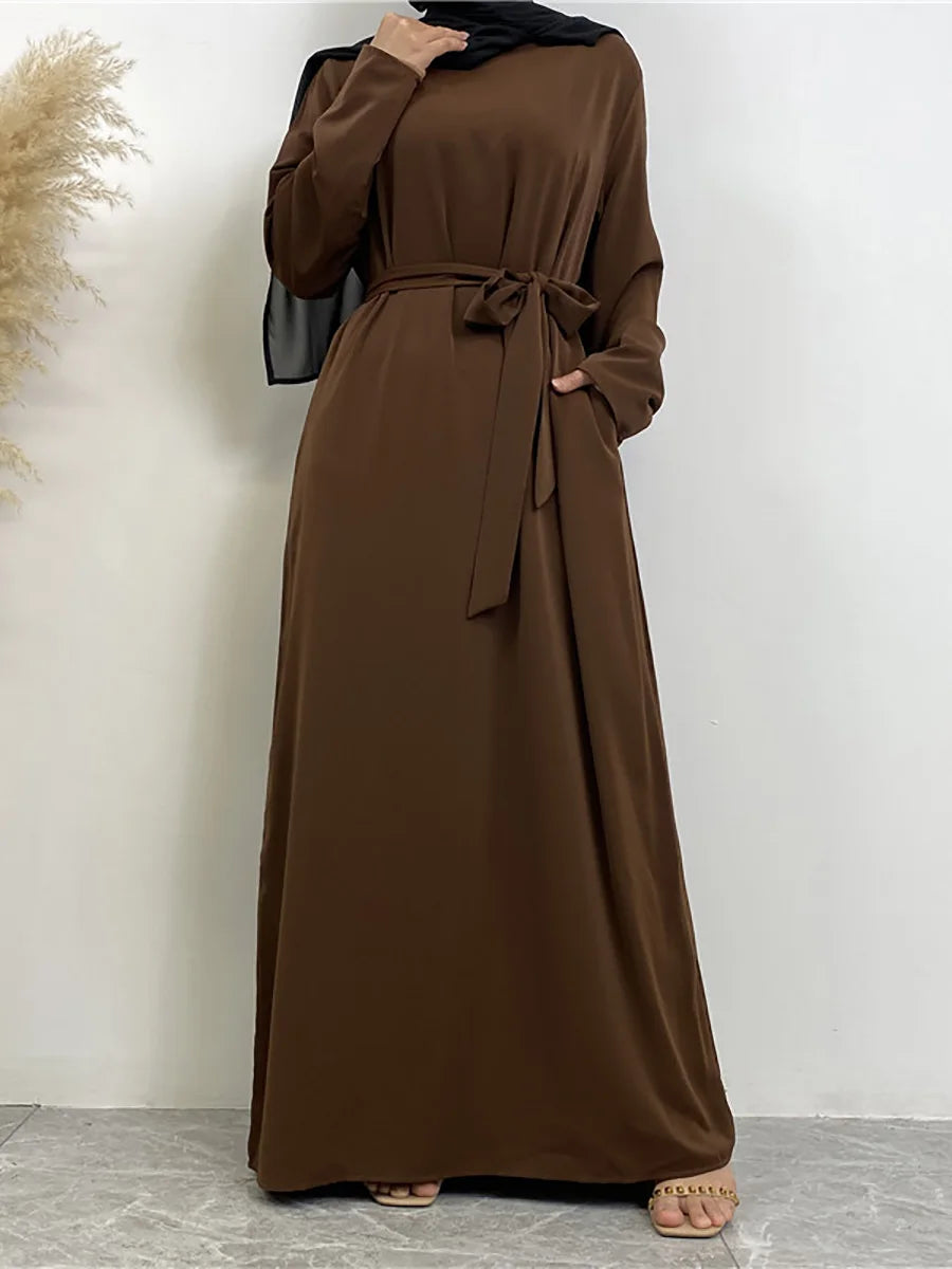 Modest Turkish Kaftan Abaya – Elegant Muslim Ramadan Maxi Dress