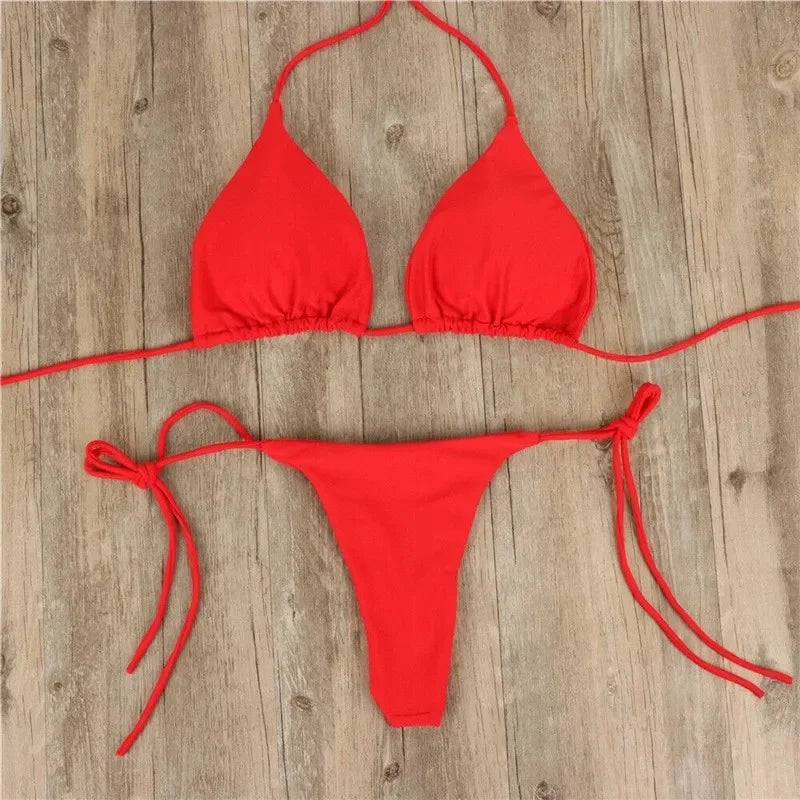 Push-Up Padded Bikini Set – Sexy Thong Two-Piece Women’s Swimwear