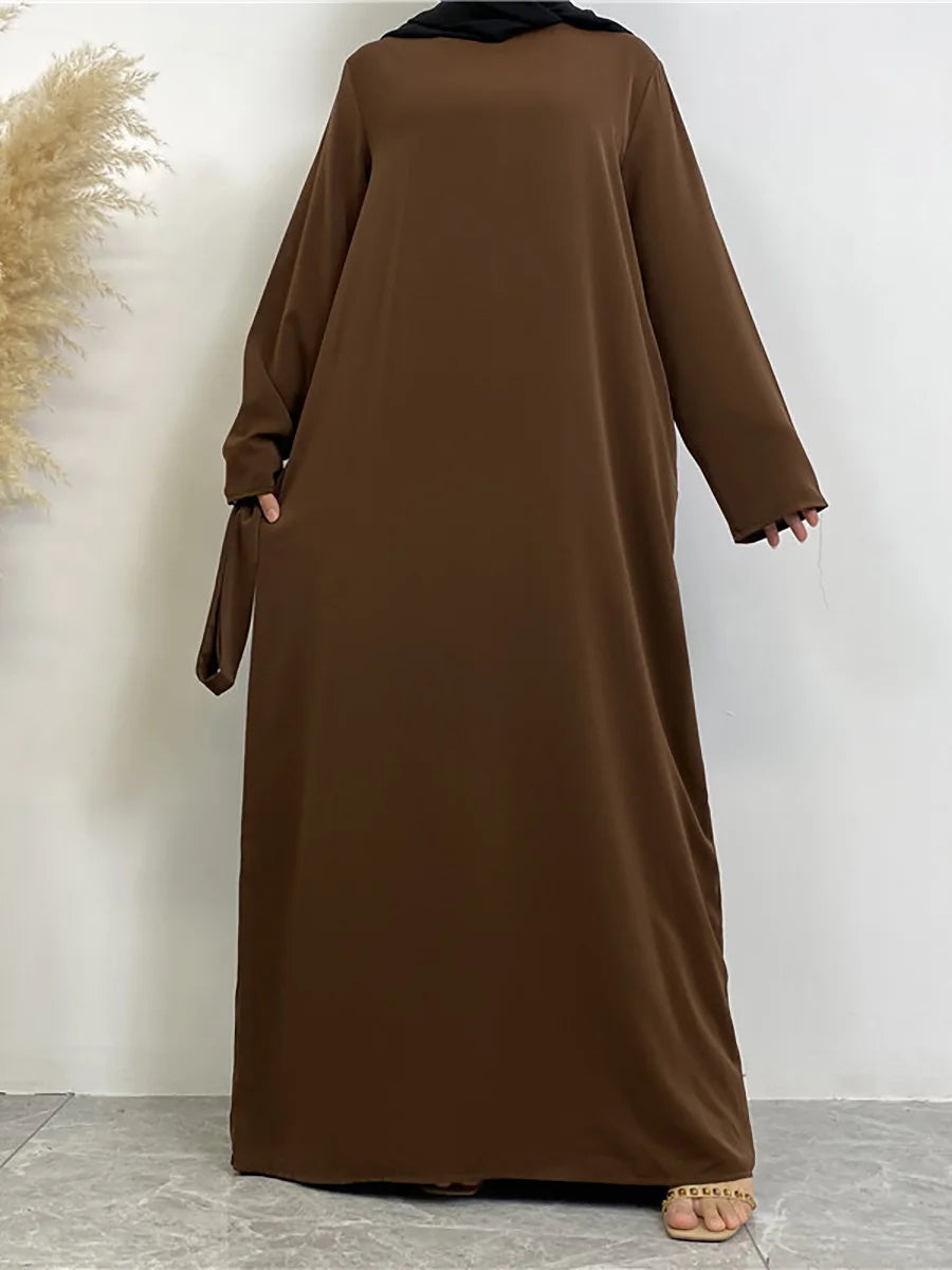 Modest Turkish Kaftan Abaya – Elegant Muslim Ramadan Maxi Dress