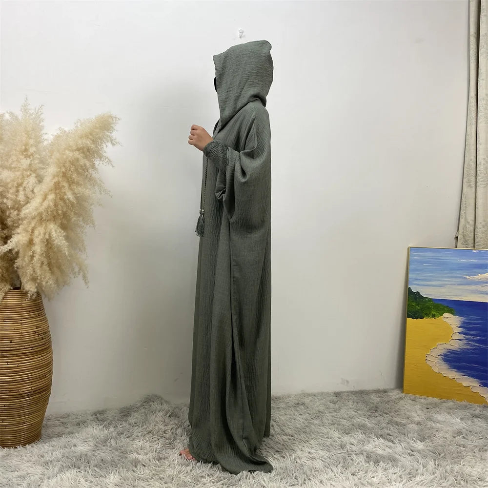 Hooded Batwing Abaya – Solid Color Ramadan Djellaba for Women