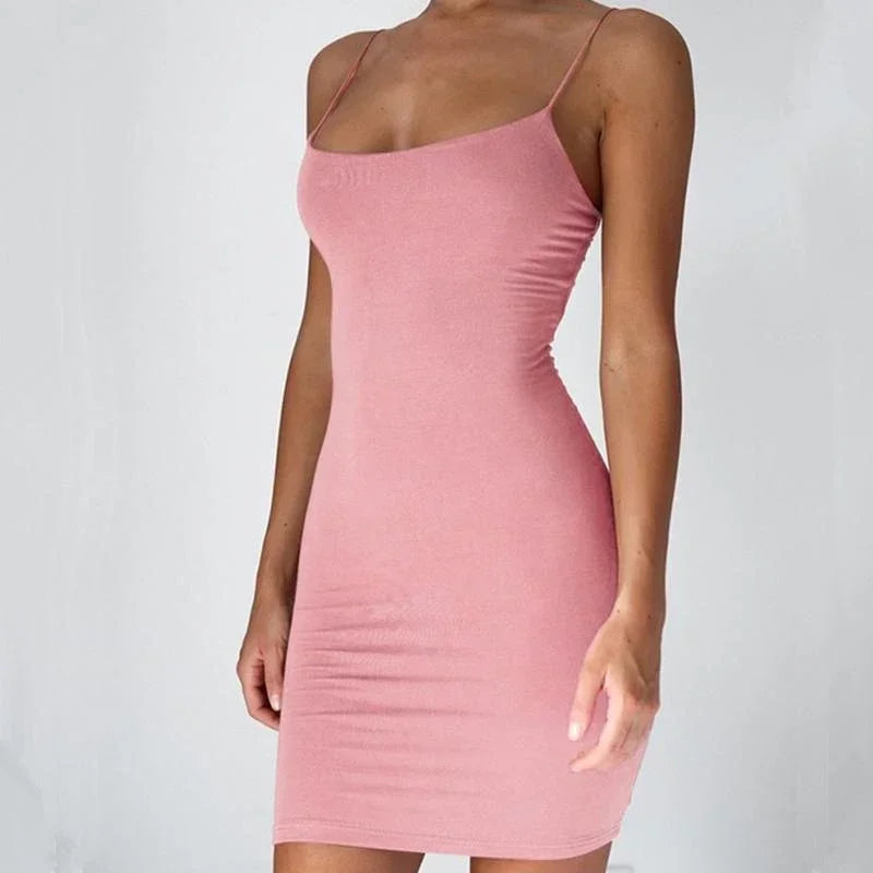 Summer Spaghetti Strap Mini Dress – Sexy Bodycon Club Wear