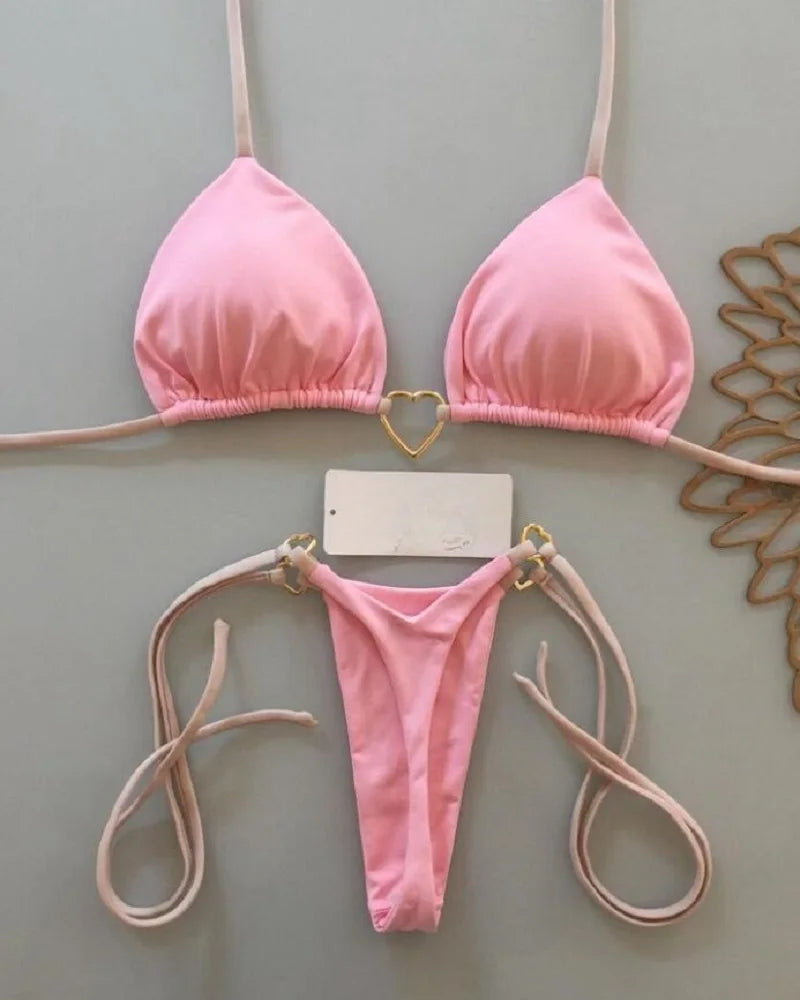Sexy Triangle Thong Bikini Set – Women Beachwear