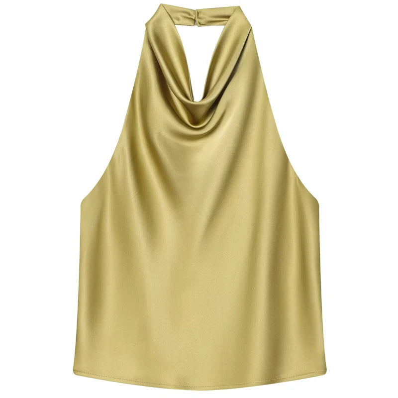 Halter Satin Backless Corset Top – Women’s Elegant Sexy Summer Tank
