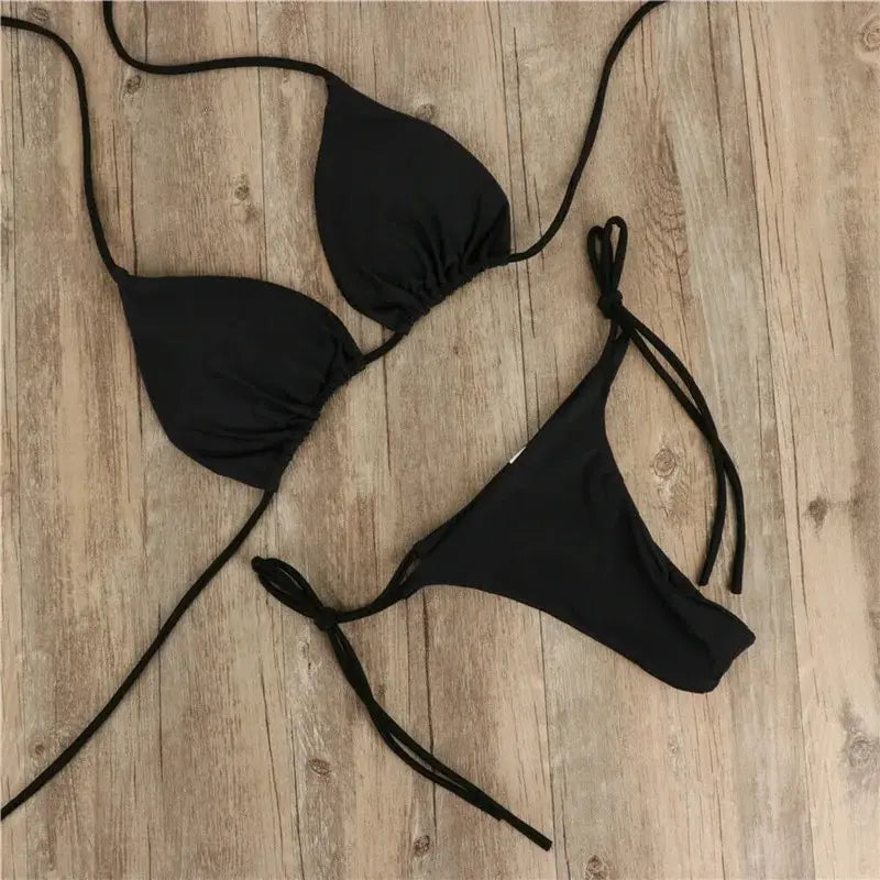 Neck Strap Bikini Set – Adjustable Multi-Color Swimwear