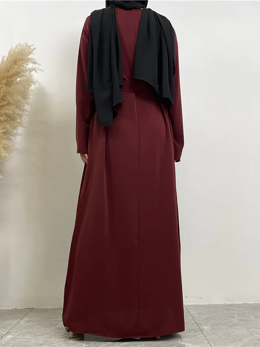 Modest Turkish Kaftan Abaya – Elegant Muslim Ramadan Maxi Dress