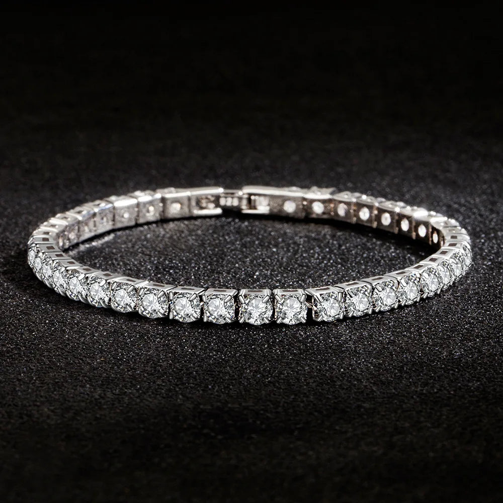 S925 Sterling Silver Zircon Tennis Bracelet – Elegant Women’s Wedding Jewelry (4mm)