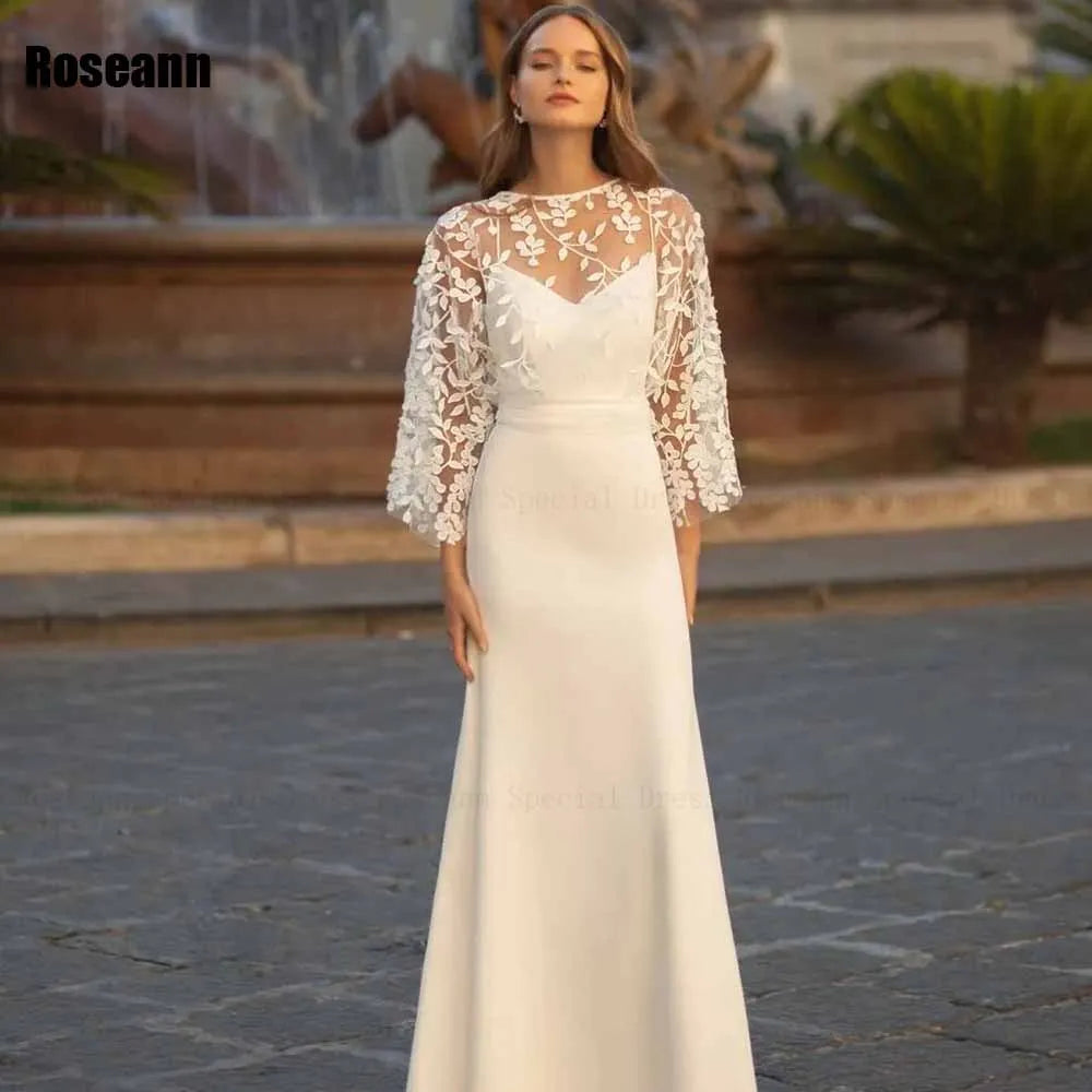 Custom Lace Appliqué Mermaid Wedding Dress – Open Back Tulle Bridal Gown
