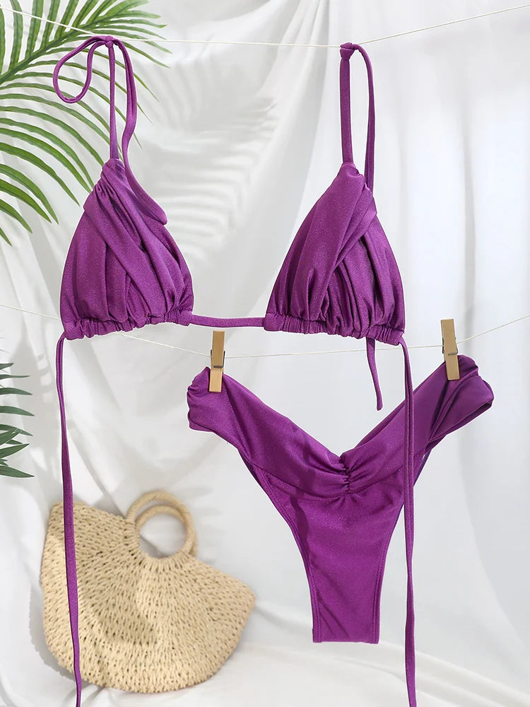 Elegant Solid Triangle Bikini Set – Sexy Beachwear