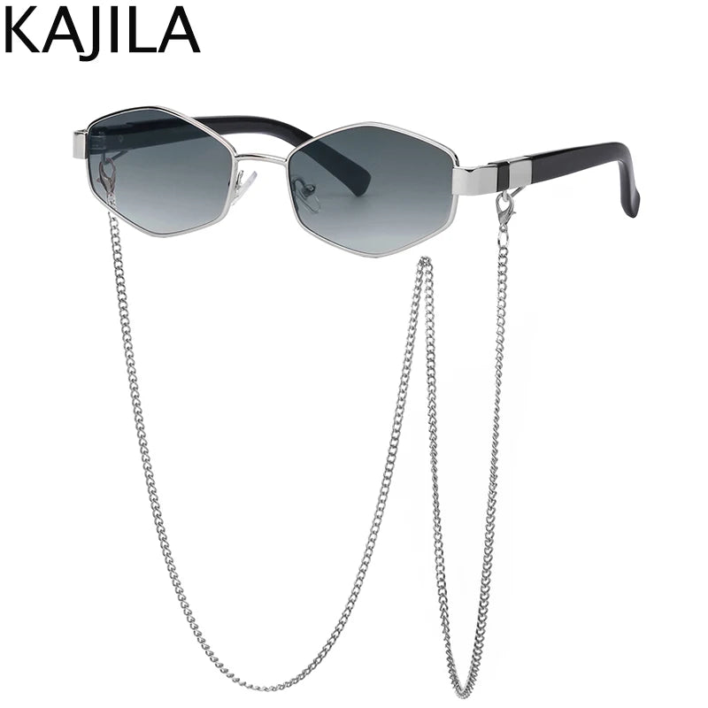 Lunettes Hexagonales Luxe avec Chaîne Femme