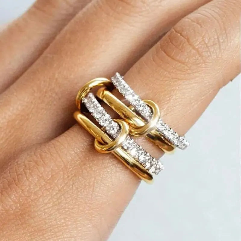 Two-Color Copper Four-Ring Stackable Ring – Hypoallergenic INS Style Jewelry