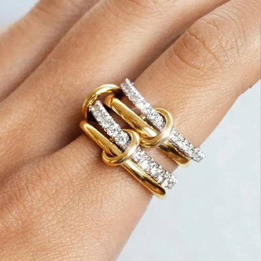 Two-Color Copper Four-Ring Stackable Ring – Hypoallergenic INS Style Jewelry
