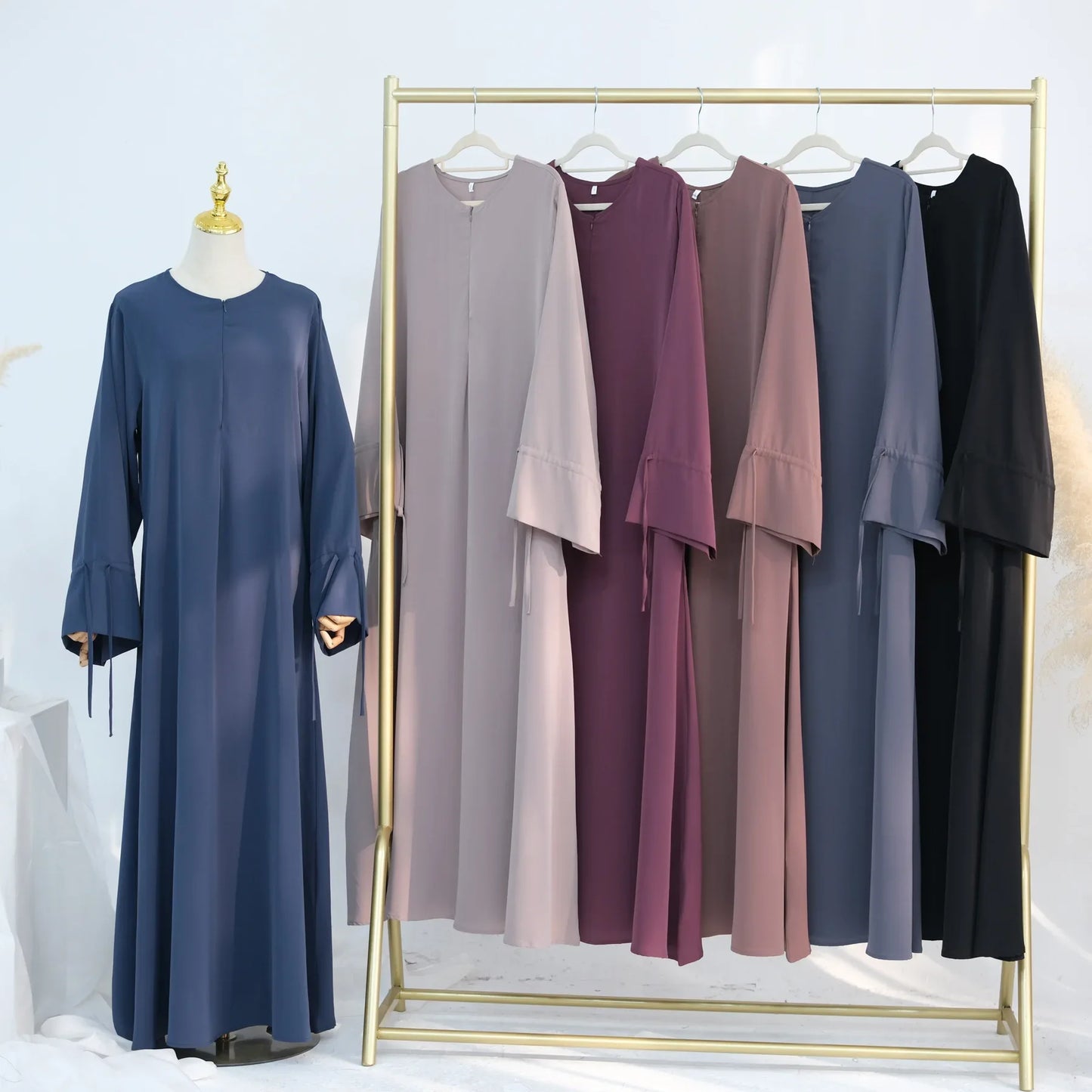Bow Lace-Up Abaya Kaftan – Elegant Muslim Eid Maxi Dress 2026